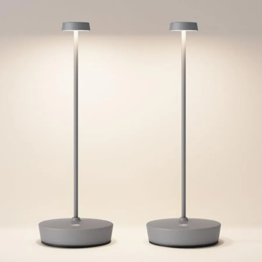 

Cordless LED Table Lamp Rechargeable Battery Desk Lamps, 3 Color Stepless Dimmable Metal Battery Table Lamps, Portable Waterpro