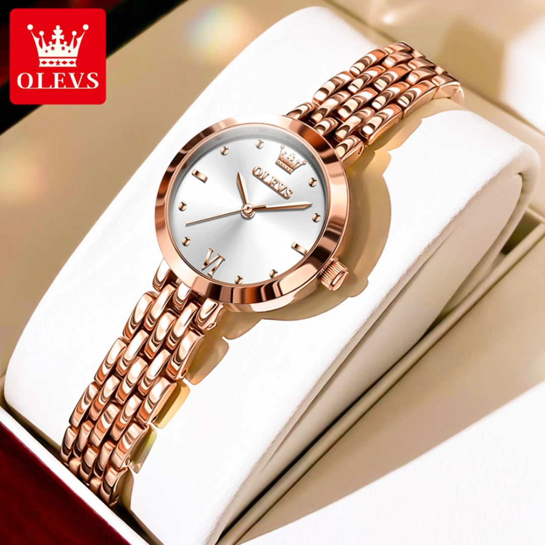 OLEVS 9992 Fashion Quartz Watch Round-dial Stainless Steel Watchband