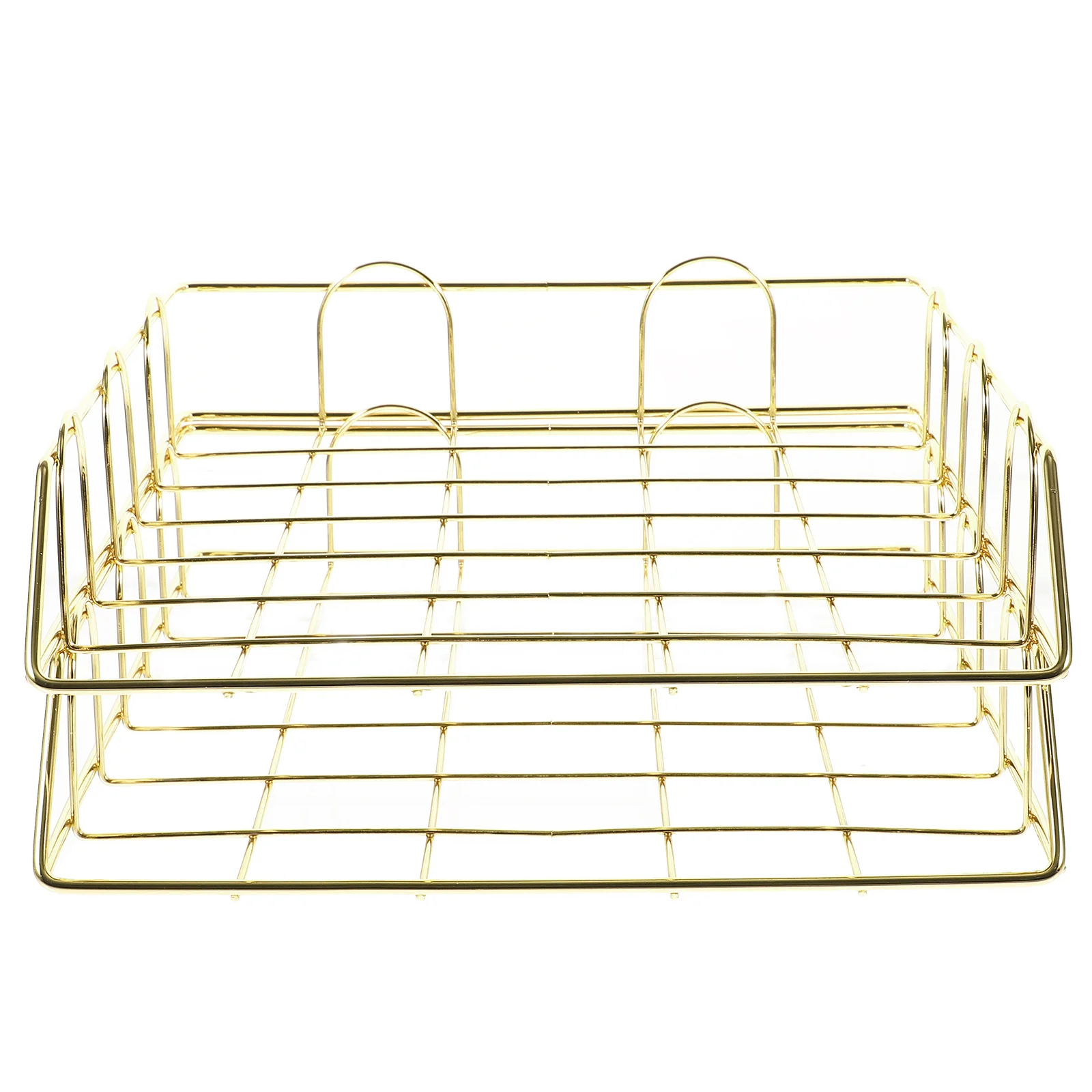 

2 Pcs Desk Organization Paper Organizer Important Document Holder Golden Iron Tray Office Desks