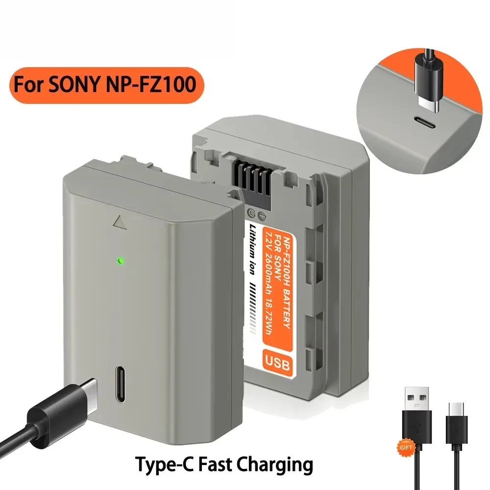 NP-FZ100 NP FZ100 NPFZ100 Battery with 5v 2a Type-C Input for Sony A7 III Alpha A7R III A7R IV A7M4 A7M3 A9 A9R FX30 A6600 A7S3
