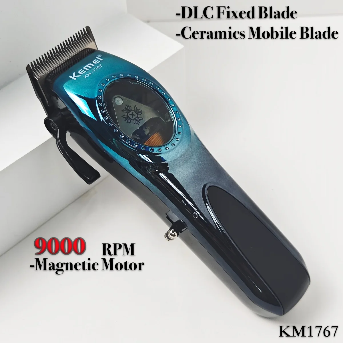 

KM1767 2024 New Professional Hair Clipper 9000RPM Magnetic Motor Barber Cutting Machine DLC Ceramic Blade Salon Oil Head Trimmer