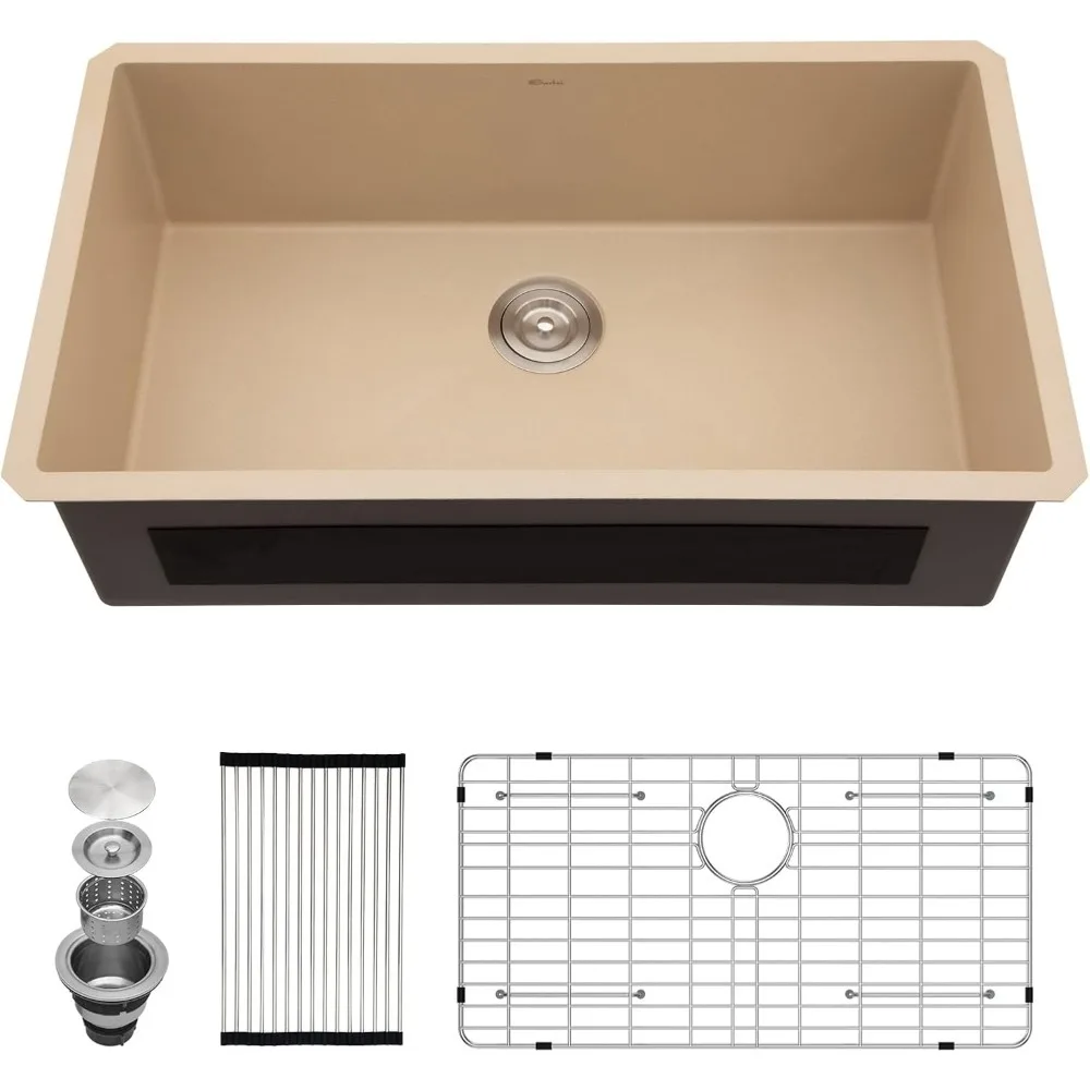 33 Marble Undermount Kitchen Sink - Sarlai 33 Inch Undermount Sink Marble Painted Stainless Steel