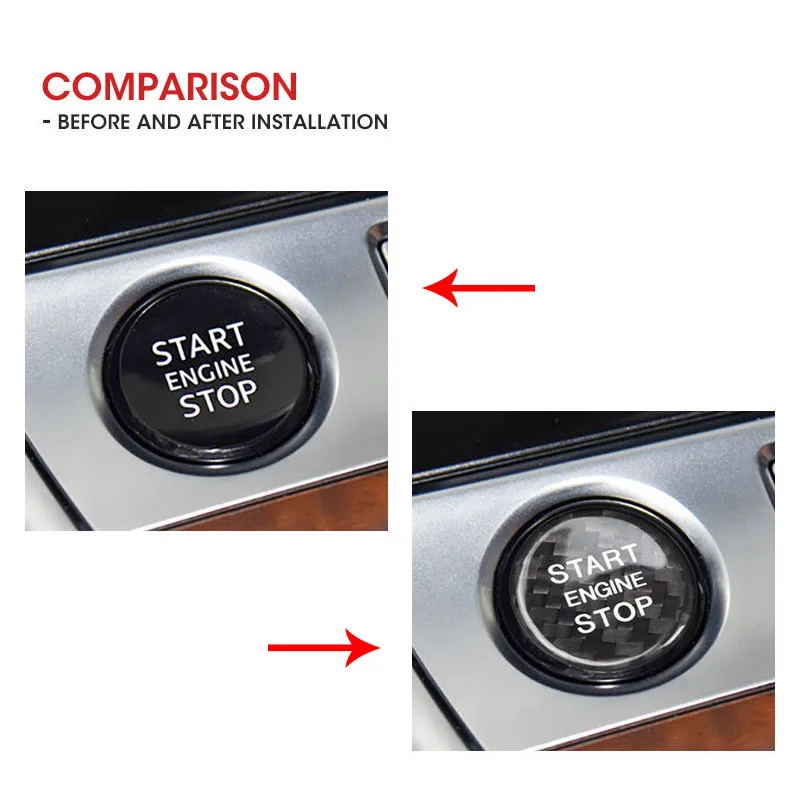 Carbon Fiber Car Styling Interior Engine Start Stop Button Cover Sticker For Audi A4 A3 A6 C8 A5 Q5 Q7 Q3 RS3 RS4 S5 S6 A6L A4L