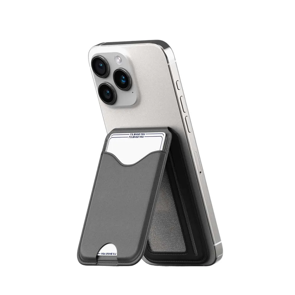 

Для Magsafe, складной держатель для магнитных карт с зеркальной подставкой для телефона, кожаная, сильная адсорбция для iPhone 17, 16, 15, 14, 13, 12, серии