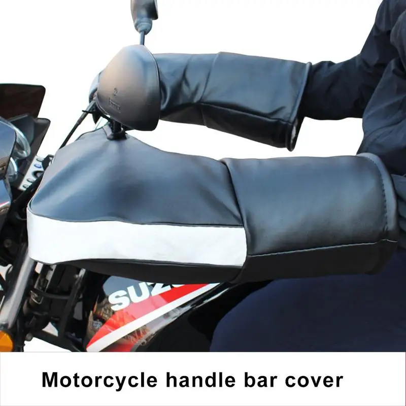 

Motorcycle Cover Gloves Warm Handlebar Muff Grip Handle Bar Muff Waterproof Winter Thicken Warmer Thermal With Reflective Strip