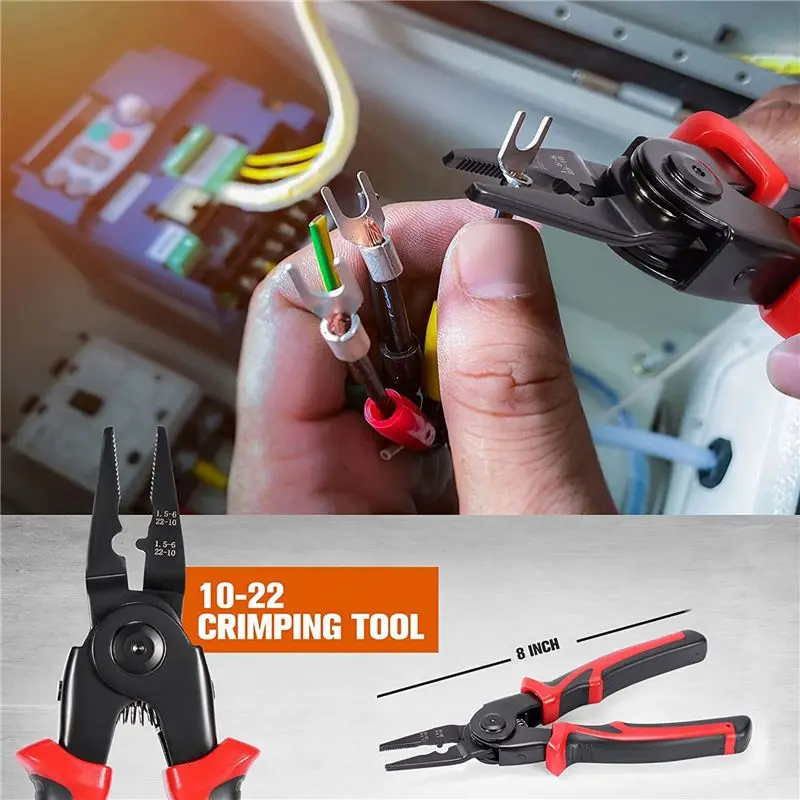 ABGG-10-PCS Plier Tool Set, 5 In 1 Versatile Tool Kit, With Linesman Plier, Wire Stripper, Crimping Tools, Sheet Metal Shear