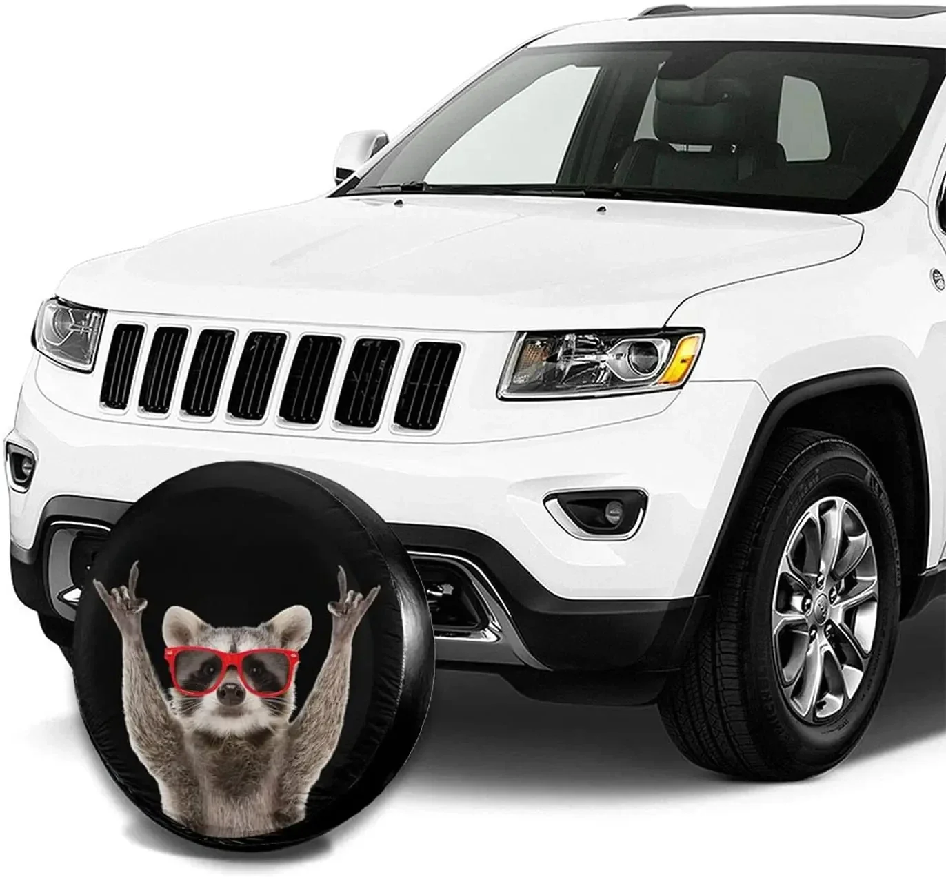 Funny Raccoons 14" 15" 16" 17" Inch Leather Spare Wheel Tire Cover Case Bag Pouch Protector Car Tyres for Jeep Hummer Accessorie