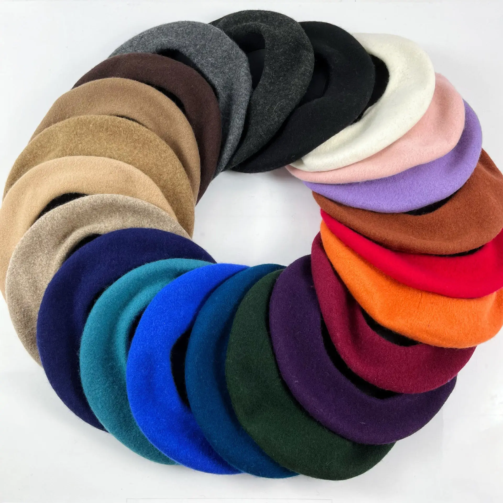 Wool Beret Winter Hat Women Big Head Size Stretch Simple Solid Boina Plain Beret Solid Color Elegant Lady All Matched Autumn New