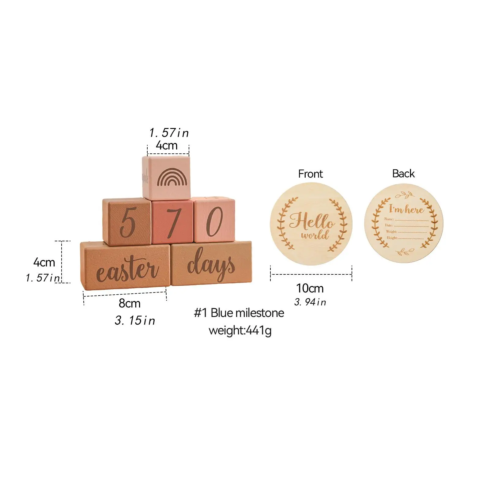 Milestone Blocks Set Wooden Discs Creative Shower Commemorative Newborn