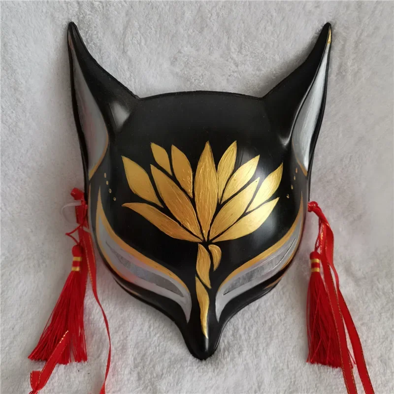 Estilo japonês meia face pintada à mão máscara de raposa homens e mulheres masquerade festival de halloween cosplay prop alta qualidade