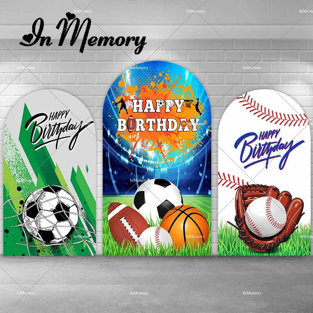

Football Basketball Baseball Rugby Soccer Arch Backdrop Cover for Boys Sport Birthday Party Decoration Photo Studio Kits