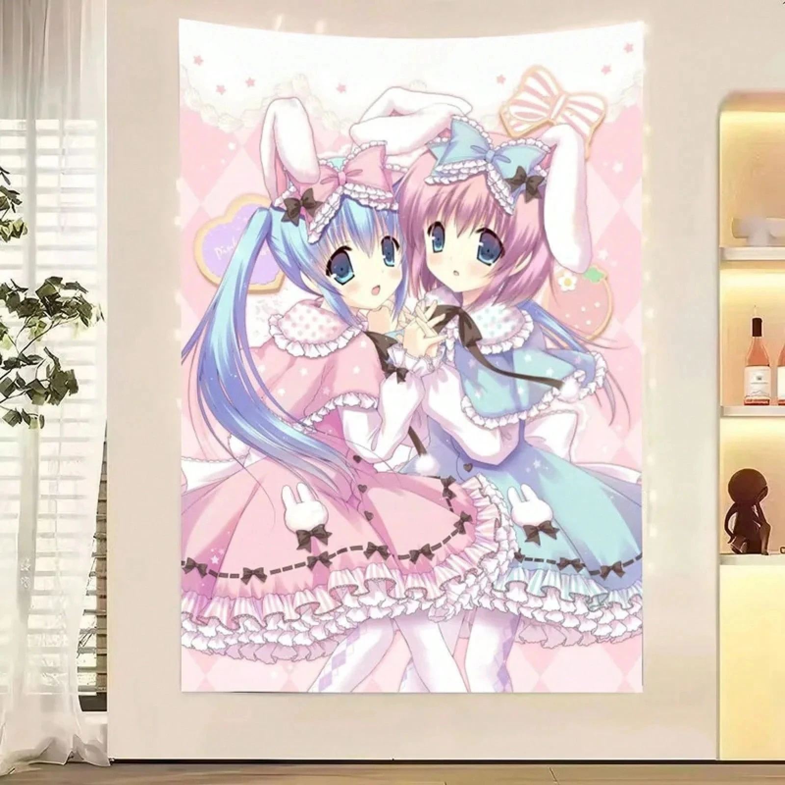 1pc Original Anime Tapestry Blue Twin Ponytails Anime Perfect Gift For Game Fans Wall Hanging For Bedroom Dorm Room Decor