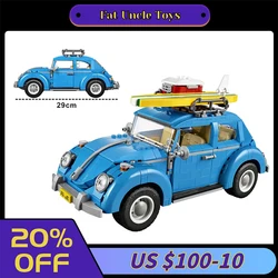 1167pcs Technical Classic Blue Beetle Car Building Blocks Creative Beetle Vehicle Model Bricks Toys For Kid Birthday Gifts 10252