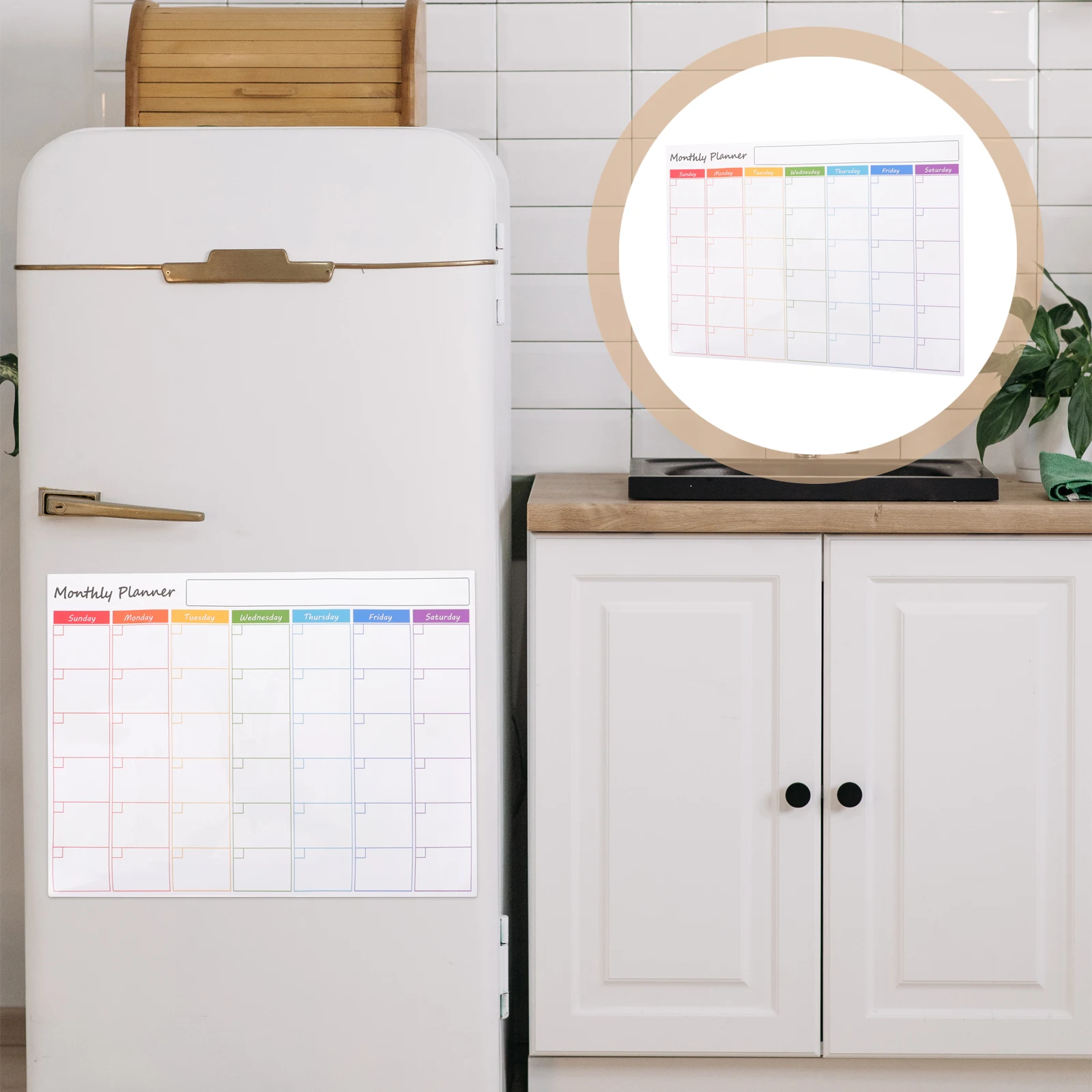 แม่เหล็กสติกเกอร์กระดานดําDry Erase Boardตู้เย็นปฏิทินรายเดือนไวท์บอร์ดหมายเหตุReusableตารางครอบครัว