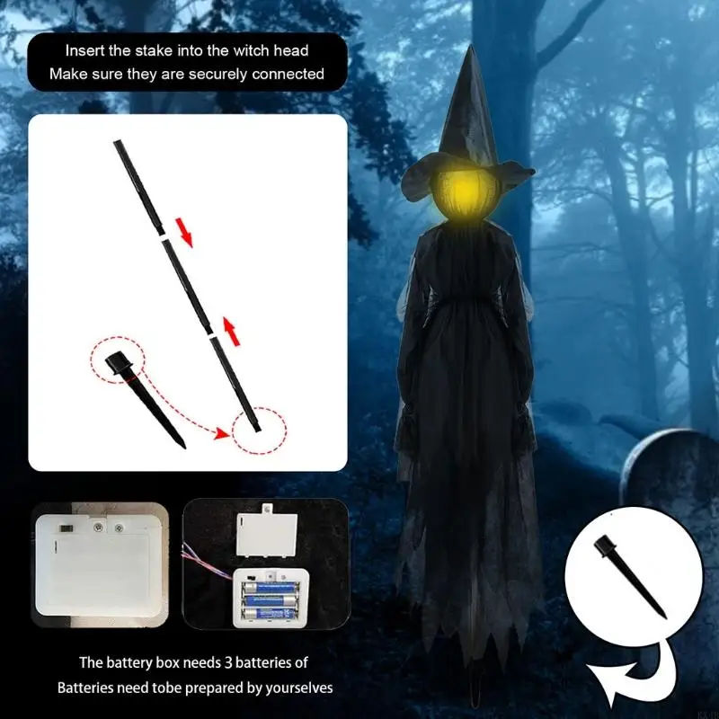 KX4Bハロウィーンの装飾屋外の大きな光の手を握って叫ぶ魔女