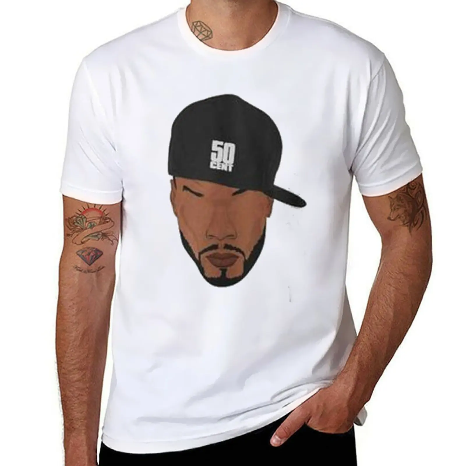 

new 50 cent T-Shirt t shirts for man pack white black cotton t-shirt plain for man package T-Shirt