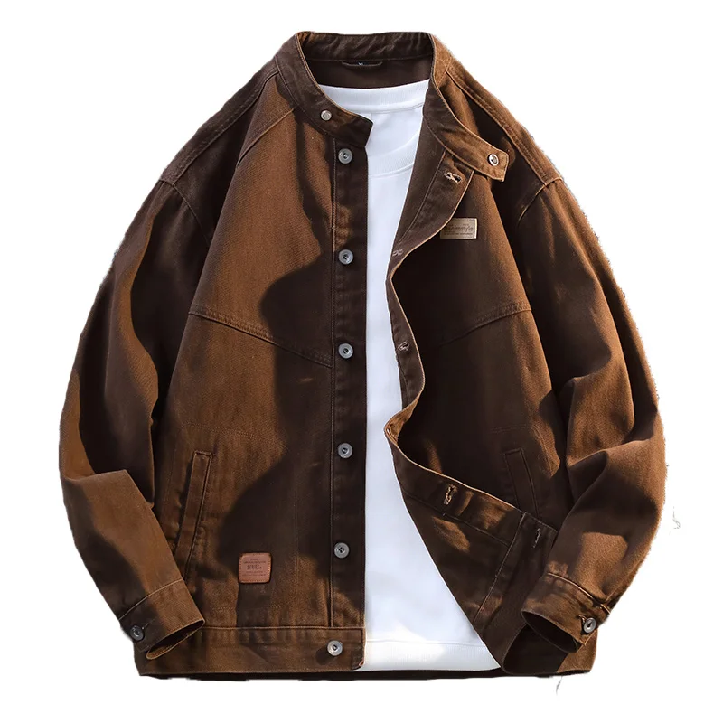 

Trendy Men's Denim Jacket Solid Color 100% Cotton Breathable Casual Style Denim Jacket for Spring and Autumn Comfortable Top