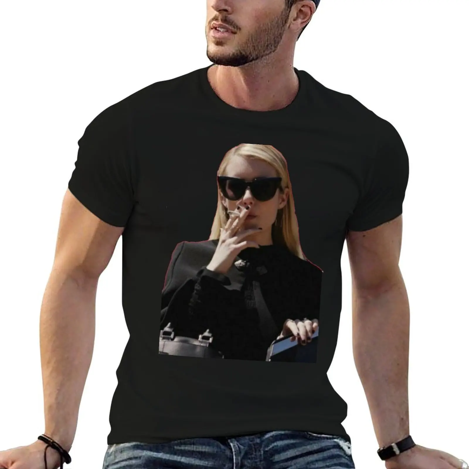 إيما روبرتس من Sream Queen تي شيرت رجل تي شيرت قطن تي شيرت مصمم تي شيرت