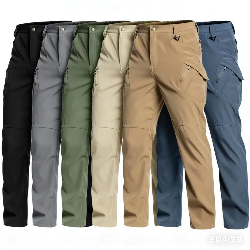

Мужские эластичные тактические брюки-карго, весенне-осенние уличные брюки с несколькими карманами для пеших прогулок, охоты, рыбалки, военные спортивные рабочие брюки