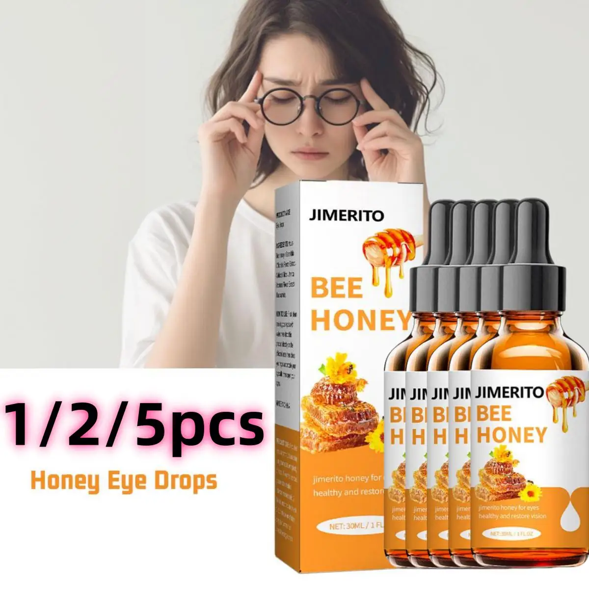 1-5pcs Honey Eye Drops Relieving Eye Fatigue Improving Eyesight Soothing Comfortable Eye Health Care 30ml