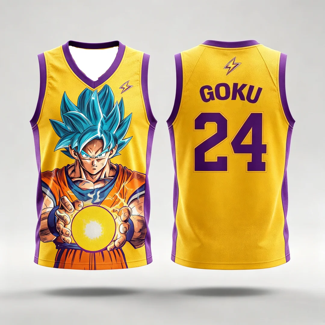 Dragon Ball Goku Super Saiyan Blue Basketball-Trikot für Herren, 3D-Druck, Sportweste, Anime-Streetwear-Tanktop, passende Familien-Outfits – Detail 12