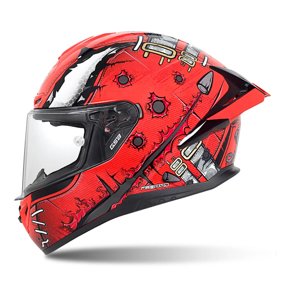 

Red Firewire Wear-Resistant Motocross Equipment Anti-Fall Head Protection Full Face Biker Kask Breathable Motorcycle Tail Helmet