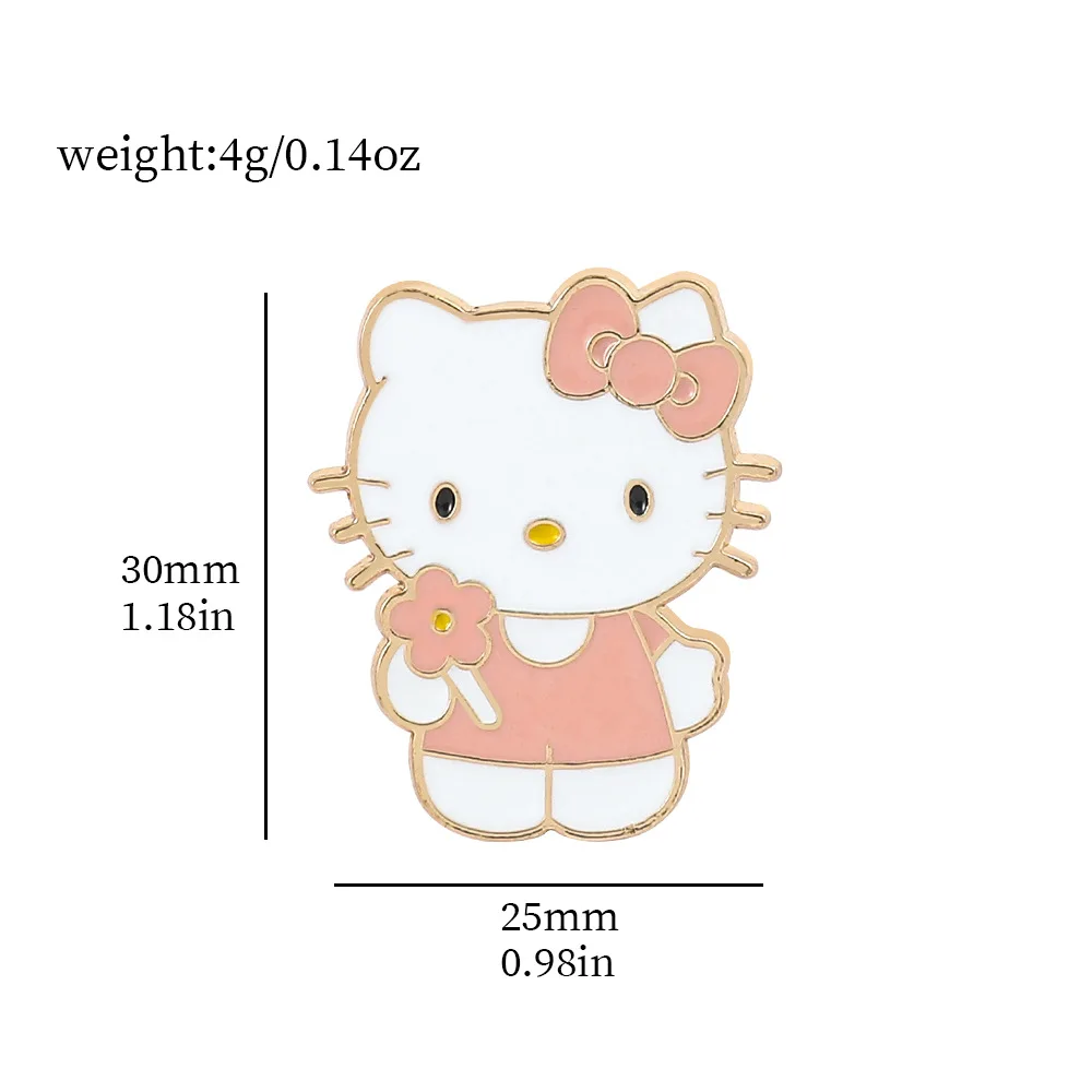 Sanrio Kawaii gato Pin de Metal lindo broche de aleación regalo de Anime japonés para niñas Fans coleccionistas accesorio de moda al por mayor
