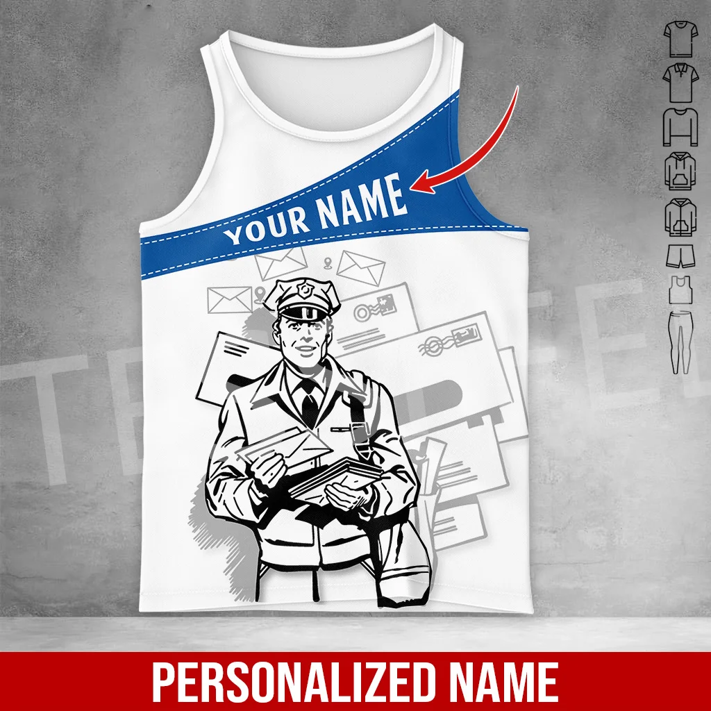 NewFashion Custom Name Cosplay Postal Worker Retro Men's Top Vest Tank Top Vintage 3DPrint Summer Harajuku Casual Sleeveless A4