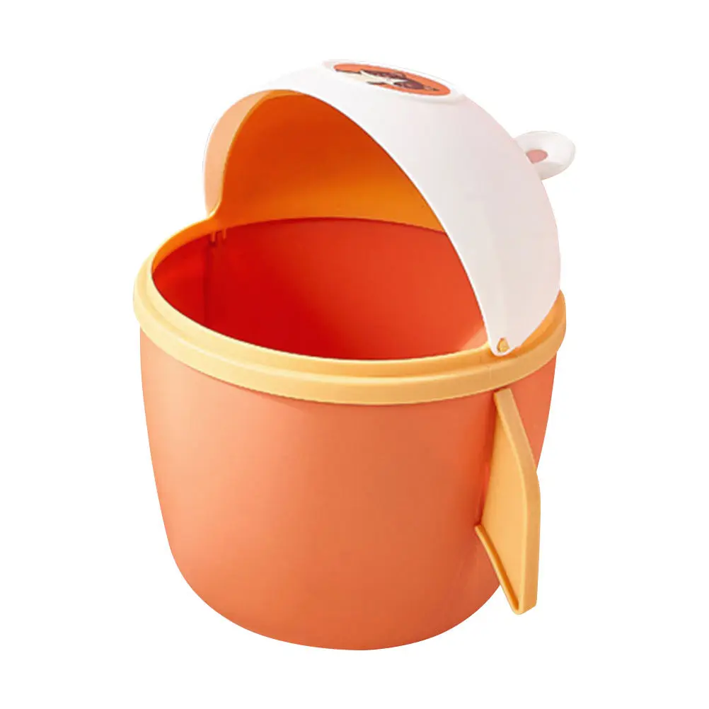

Mini Flip-Top Trash Can Cartoon Desktop Storage Case Small Garbage Bin Tabletop Rubbish Container Waste Paper Holder
