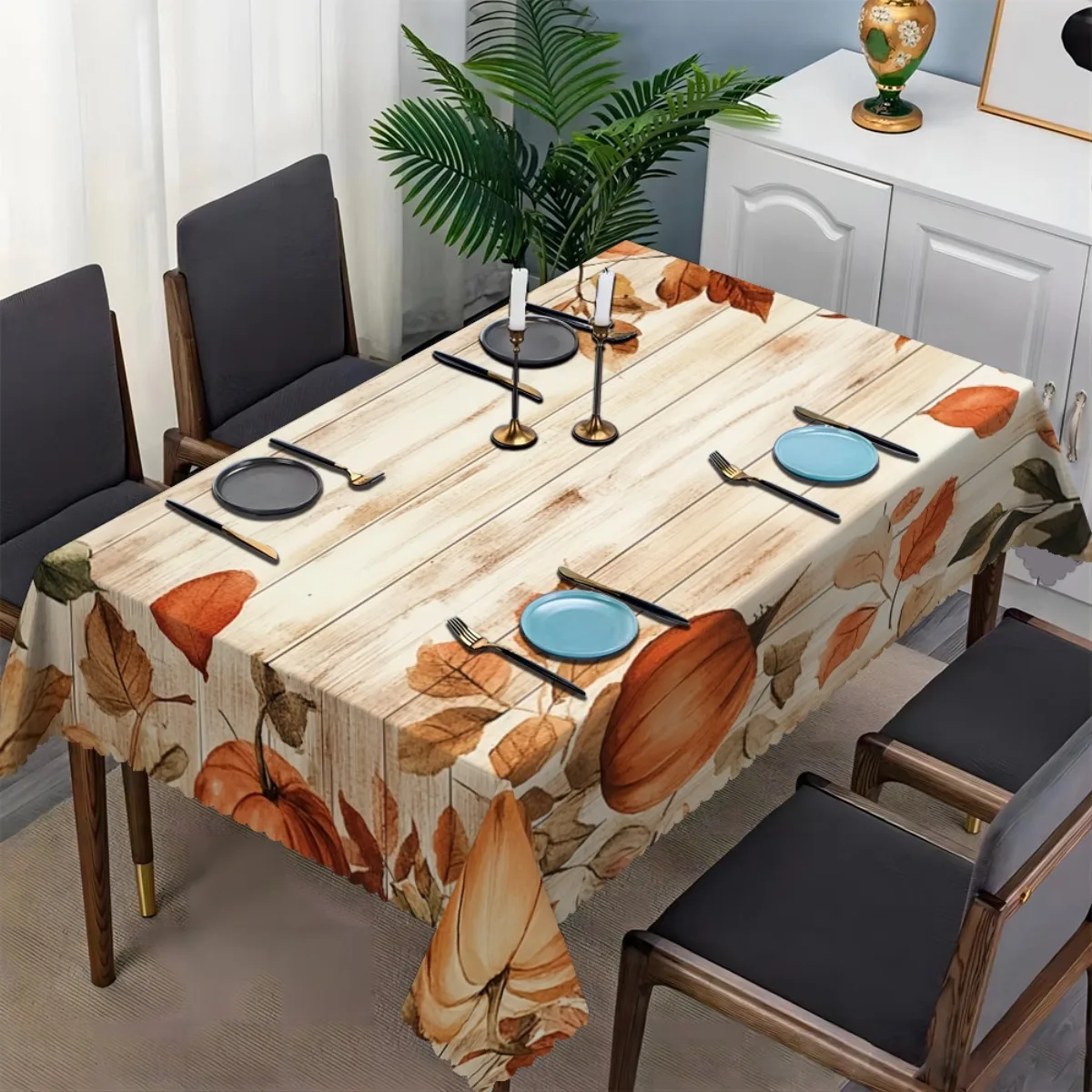 1pc Autumn Leaf Tablecloth - European Country Style Decorative Item, Rectangular Tablecloth, Durablezyc