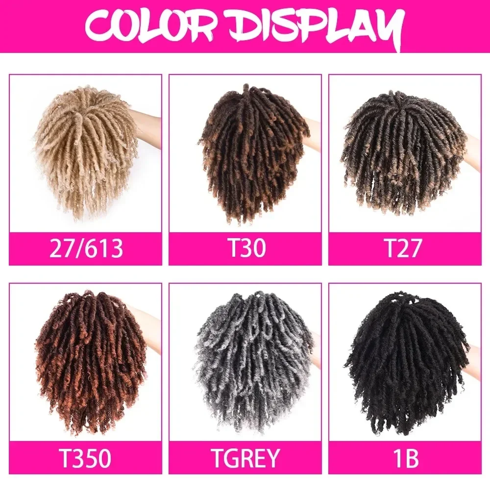 Synthetic Bun Topper Handmade Dread locs Hair Wig Ponytail 27-613 Ombre Dread locks Soft Short Wig Dreads for Men Women