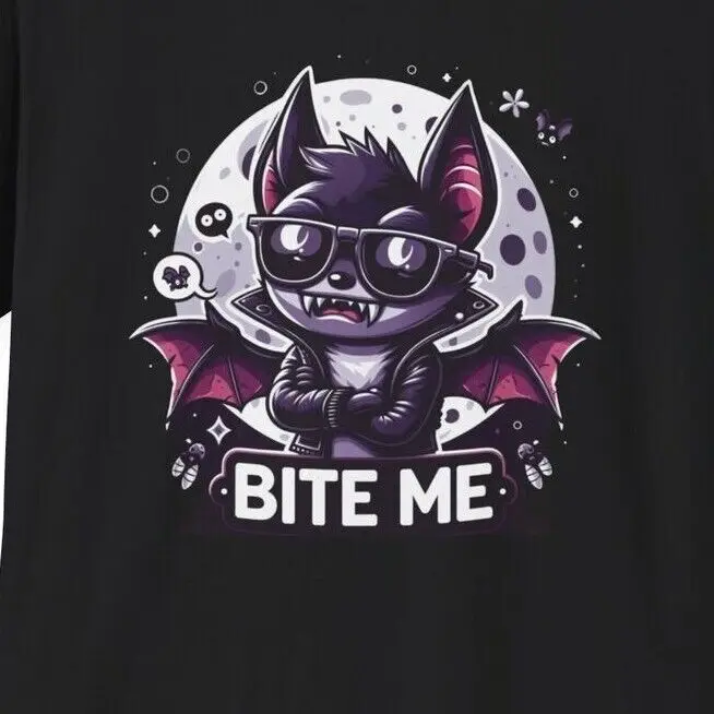 

Вампирская футболка на Хэллоуин с цитатой «Bite Me», черная рубашка унисекс