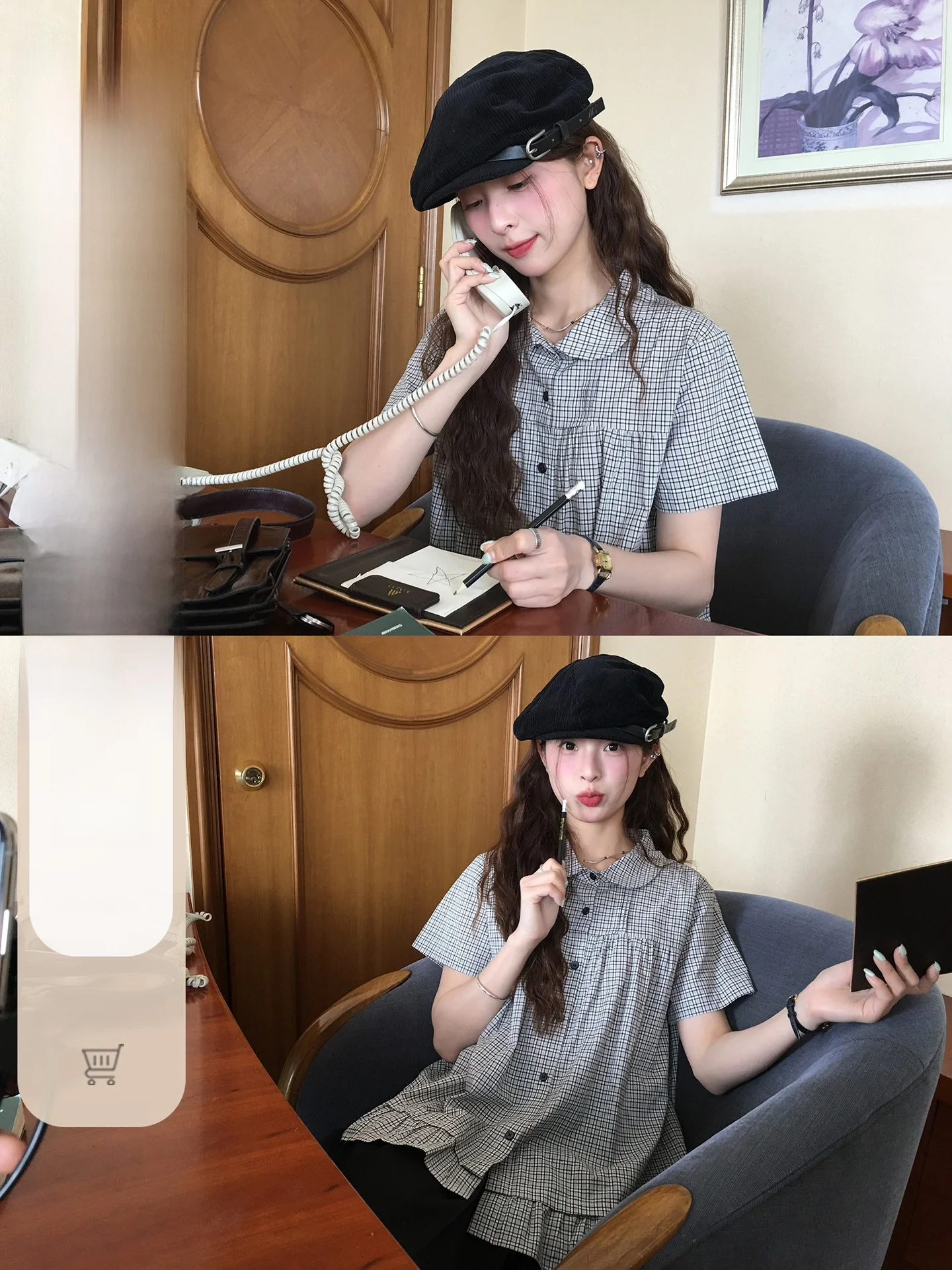 

Рубашка WHYSTUDIO в корейском стиле ретро с короткими рукавами с рюшами и лоскутным дизайном в черно-белых тонах, повседневная, свободного кроя...