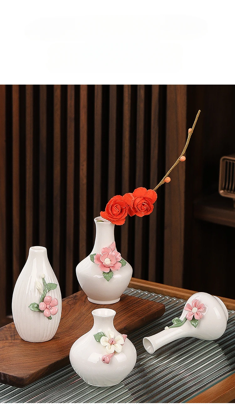 XuanMax Set di 3 Vasi in Ceramica Mini Vasi di Fiori Decorativi Fatti a Mano Porcellana Vaso Contenitori da Piante Idroponiche per Casa Soggiorno Tavolo Ufficio Decorazioni (Piante Non Sono Incluse