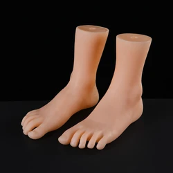 1 Pair Of 23cm Simulated Human Foot Model Flat Bottom Flesh Color Five Toe Split Foot Model to Show Ankle Chain Socks and Shoes