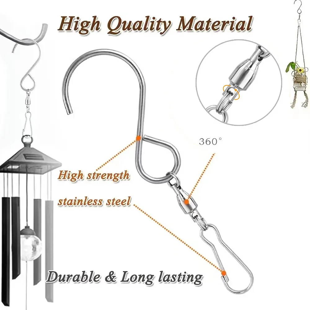 8Pcs Swivel Hooks Clips For Hanging Wind Spinners Wind Chimes Crystal Twisters Party Tools Kitchen Bedroom Rotating S Hooks - view 5