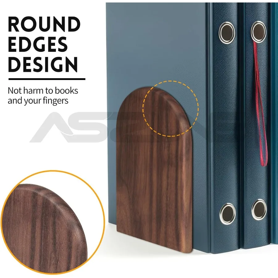 نهايات الكتاب 2Pai الدفتين الخشبية شديدة التحمل تحمل كتبًا ثقيلة غير قابلة للانزلاق مثالية لمكتب المكتب #3