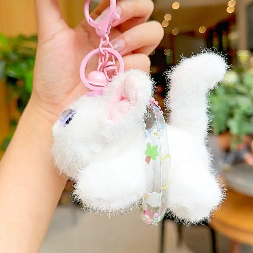 Lightweight Soft Plush Tail Wagging Keychain Pull String Cat Plush Bag Ornament Lovely Tail Moving Kitten Doll Pendant Girl