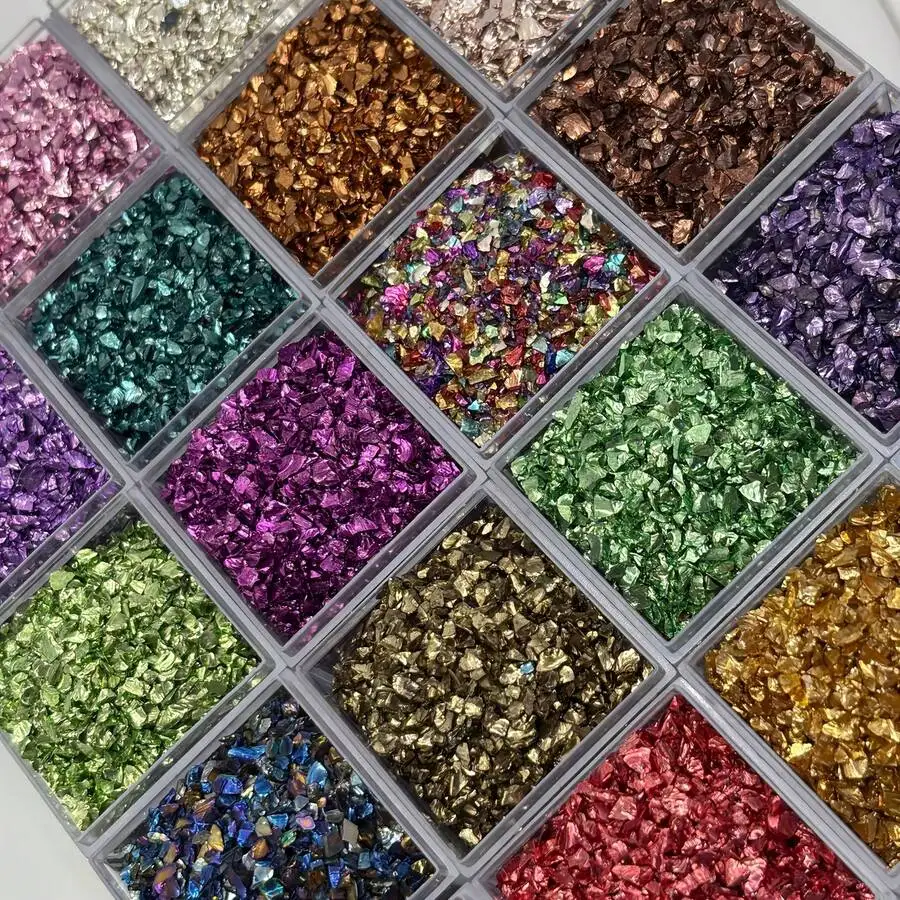 

20 Colors Irregular Glass Fragments 1-4mm For Resin Crafts Nail Art Jewelry Home Decor Vase Filler