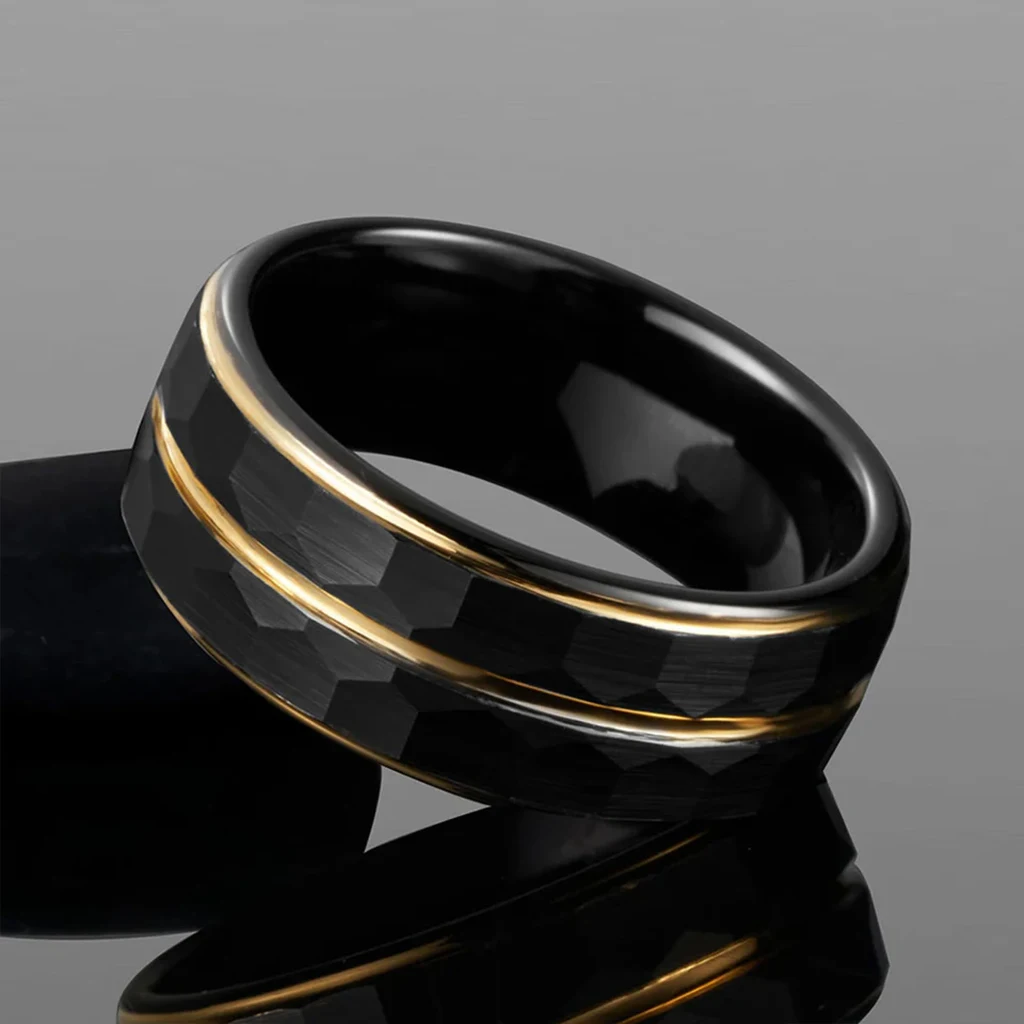 

gothic jewelry rings for man Minimalist black tungsten ring luxury joyeria punk jewellery accesorios hombre fashion aneis