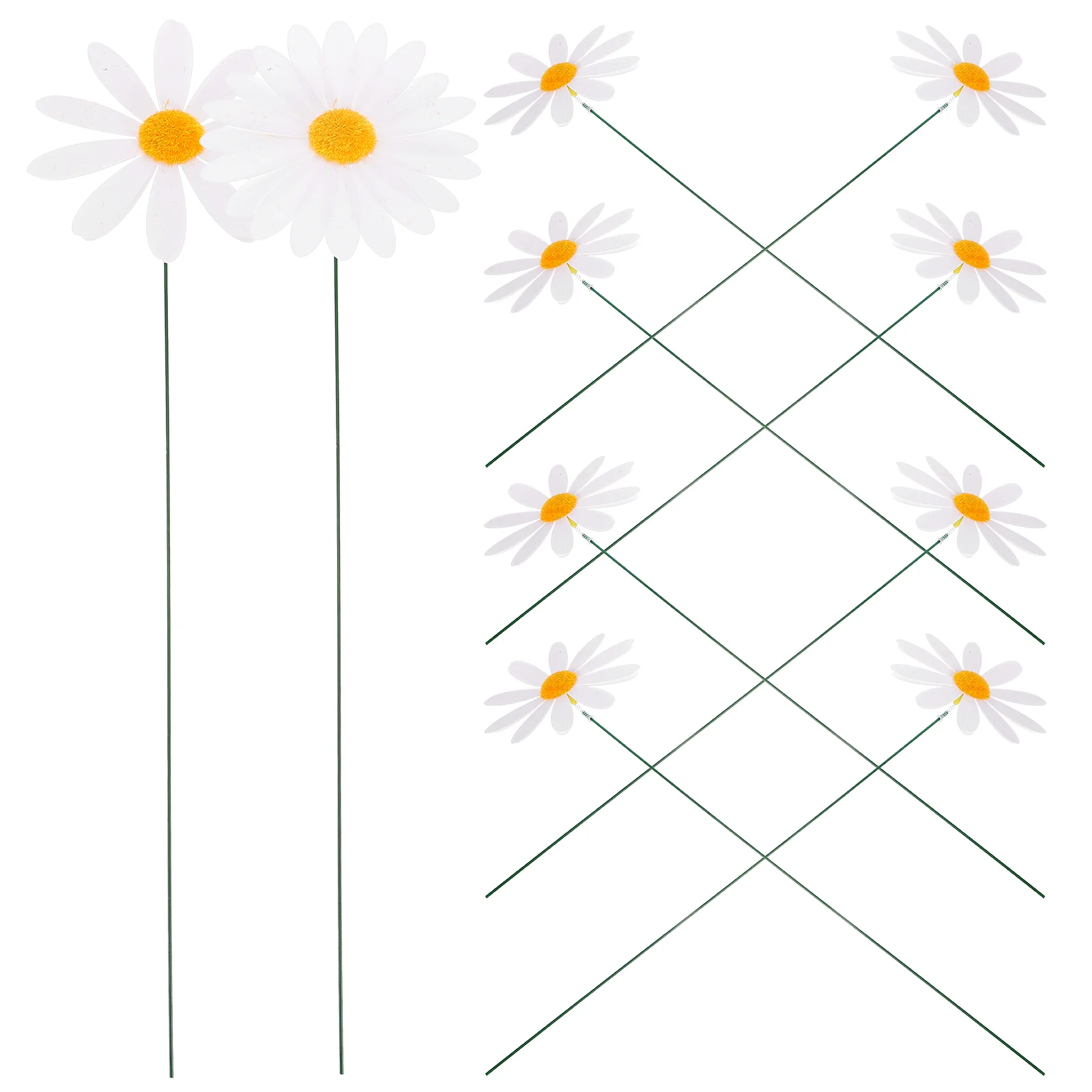 Garden Courtyard Decorations Pvc Simulated Daisy Flower Stem 10pcs 3d Planter Stake Outdoor Decorative Stakes