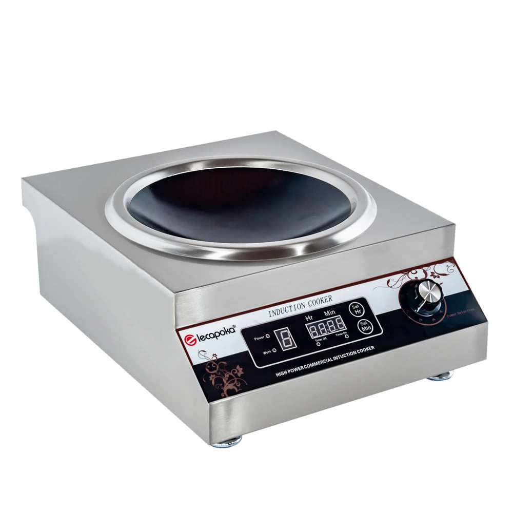 Estación de Cocina Wok Comercial de 5kw 5000w 5000 Vatios, Fabricante de Cocinas de Inducción de Acero Inoxidable