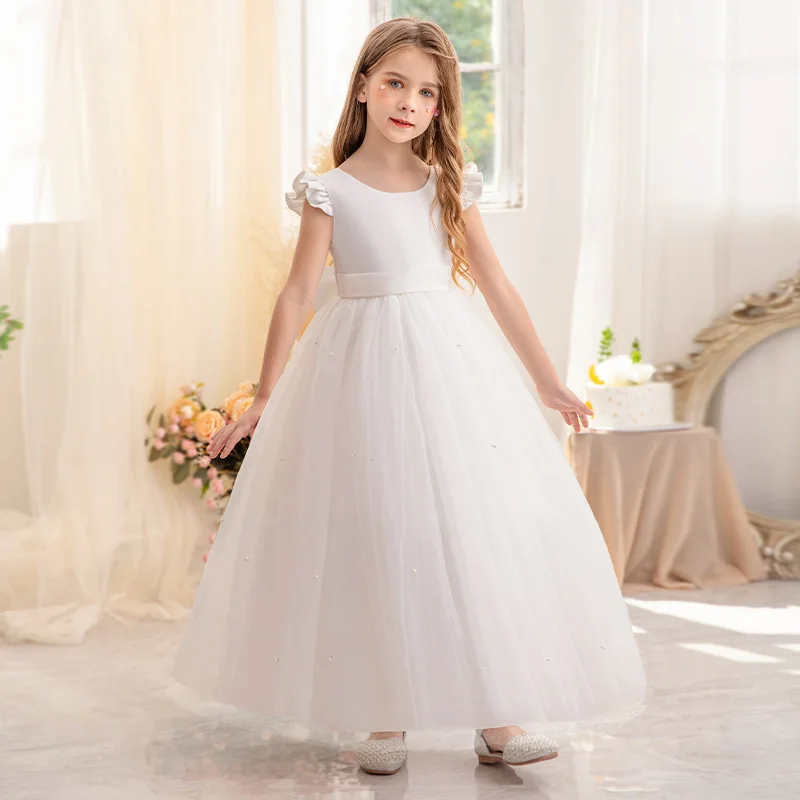 Backless Elegant Evening Dress Girl Princess Dress Christmas Red Dress Girls Party Dresses Birthday Gifts Children Wedding Dress