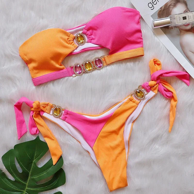 Maillot de bain avec biscuits pour femmes, bikini brésilien sexy, ensemble deux pièces, vêtements de plage, pour baigneurs, 2024