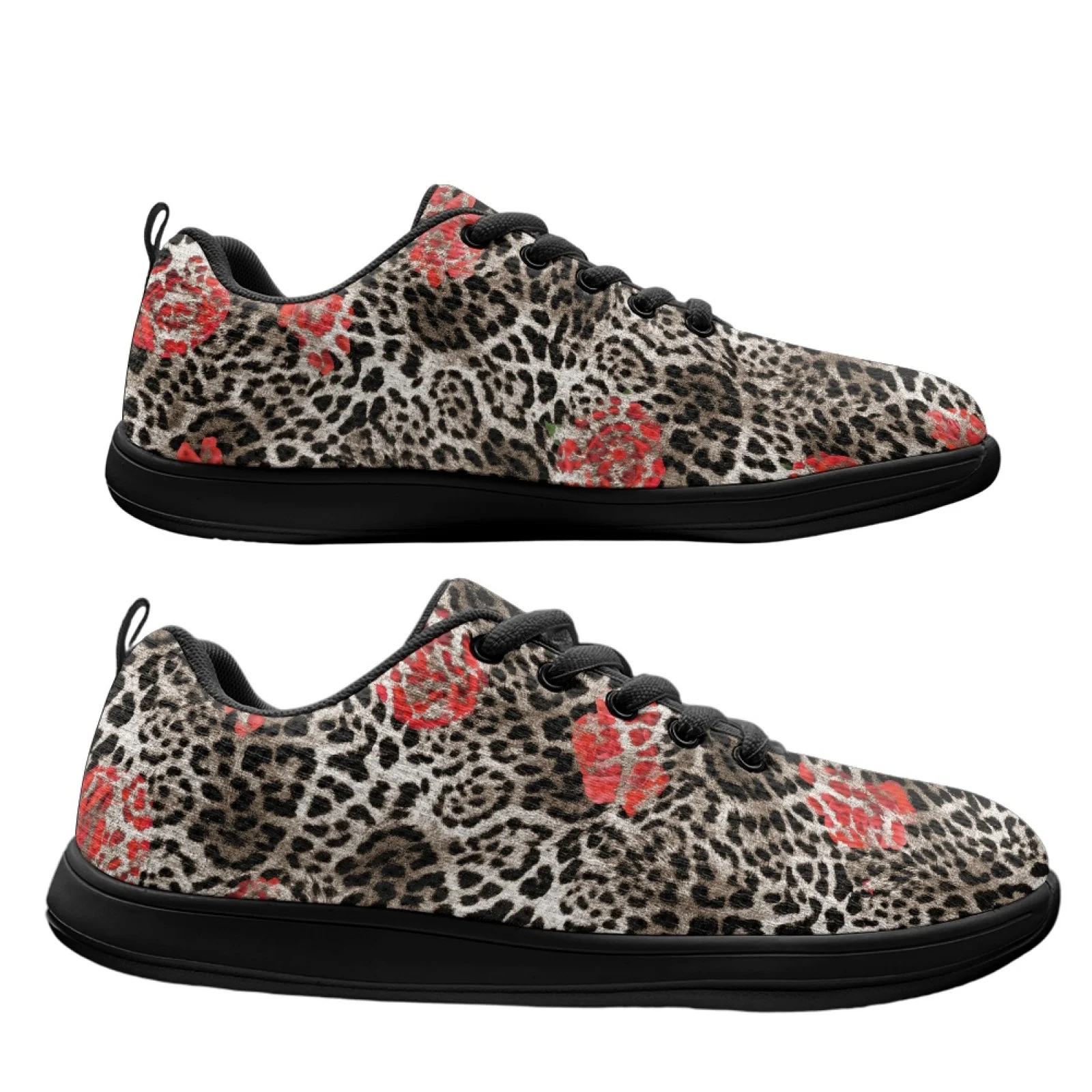 PENSTROLL Leopard Rose Pattern Walking Shoes Mesh & EVA Men's Wide Running Shoes Breathable Fitness Shoes for Mens