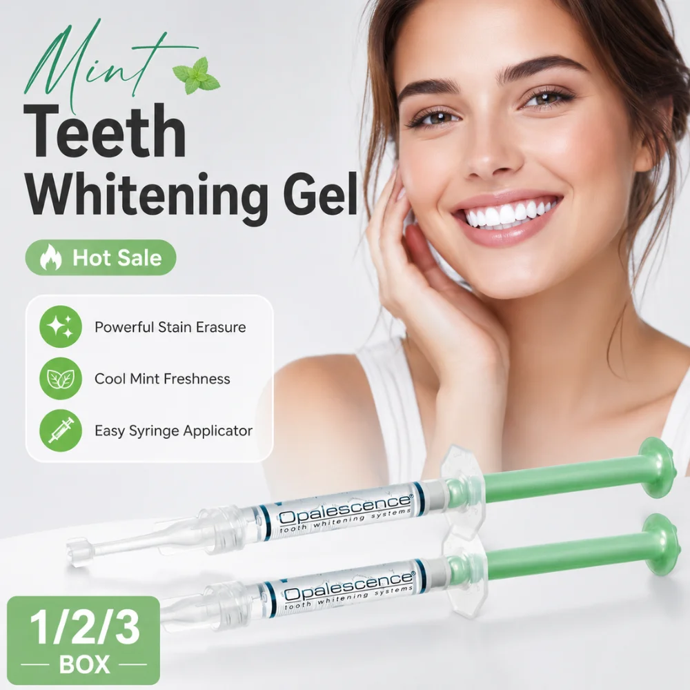 Teeth Whitening Gel Syringe Mint Flavor 1.2ml x2 Stain Removal Dental Care for Coffee Tea Wine Tobacco Bright Smile