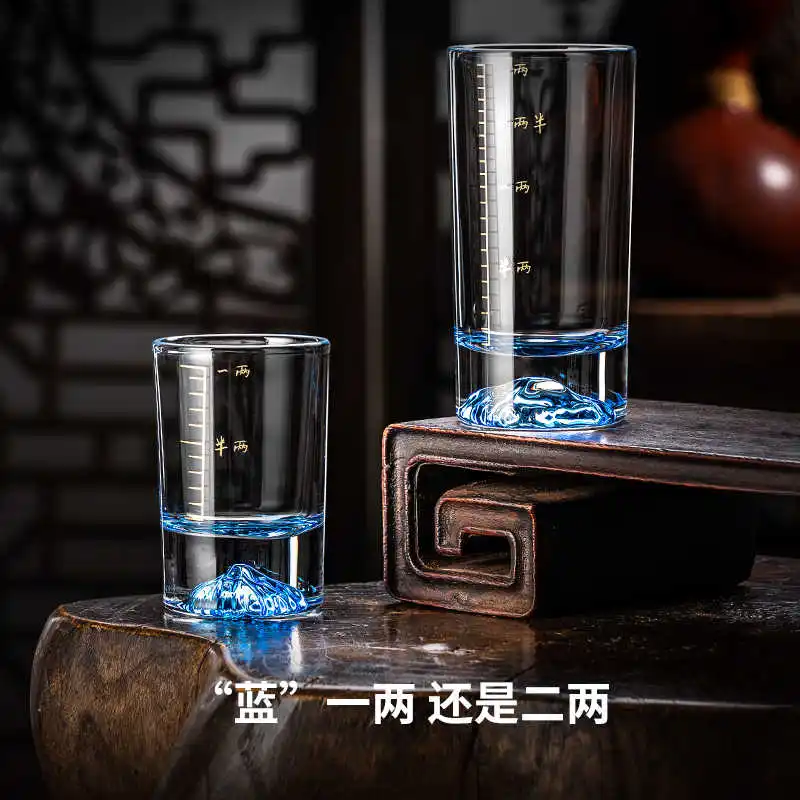 Chinese two taels Baijiu cup light luxury high-end gift small spirit cup glass with scale