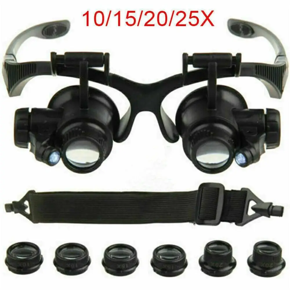 

Optical Instruments With LED Light Head-Mounted Magnifying Loupe Jeweler Microscope Magnifier Eyeglass