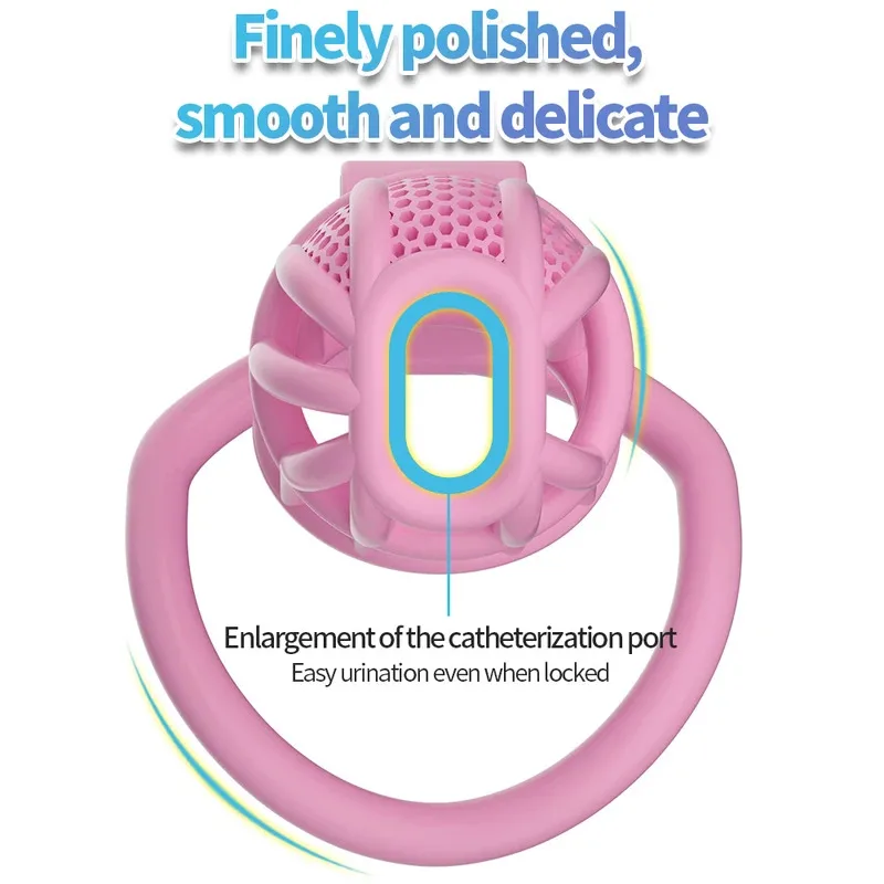 กรงครอบอวัยวะเพศชายแบบรังผึ้ง ระบายอากาศได้ พร้อมกุญแจล็อค สำหรับผู้ที่ชื่นชอบการเล่นบทบาททาส คุคอลด์ เฟติช  อุปกรณ์รัดอวัยวะเพศชาย ของเล่นทางเพศสำหรับคู่รักและผู้ชาย