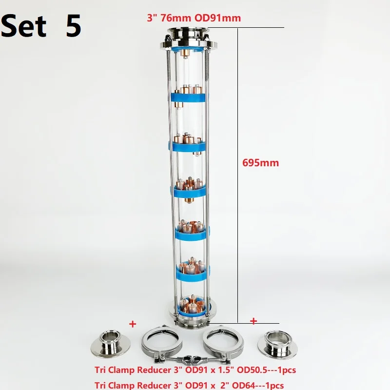 Imagem -05 - Coluna da Lente da Destilação de Od91 mm com Peças Placa da Bolha de Cobre Define para o Homebrew Coluna Ss304 da Destilação de Camadas 3